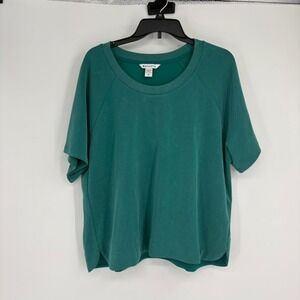 Athleta Women's Teal Green Raglan Sleeve Relaxed Fit Pullover Sweatshirt Top XL